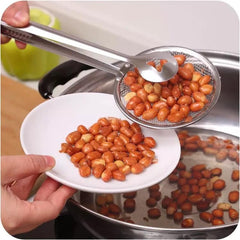 (Pack of 2) Multi-functional 2 in 1 Fry Tool Filter Spoon Strainer With Clip, Oil Frying BBQ Filter Stainless Steel Mesh Strainer